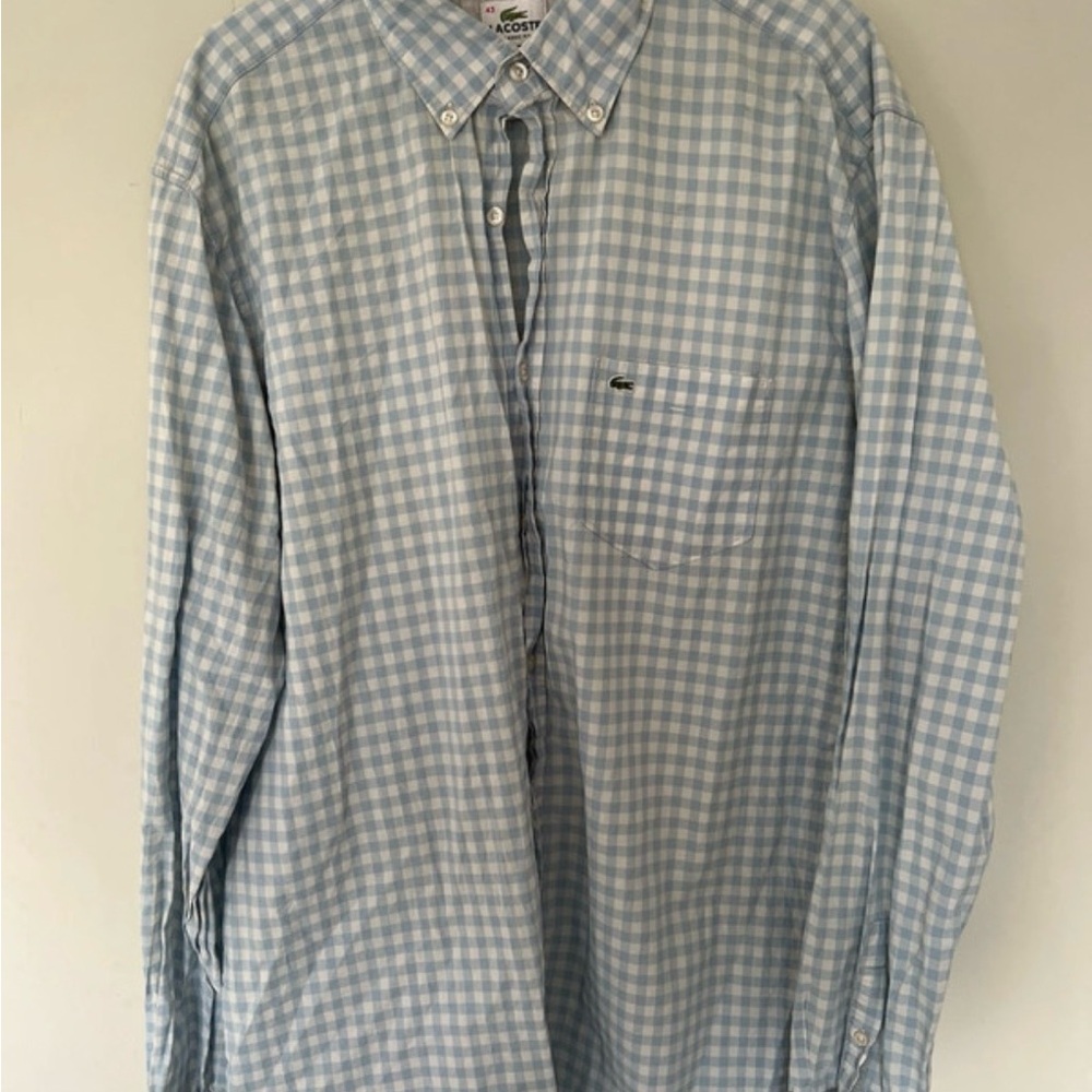 Lacoste Men's Light Blue Gingham Shirt